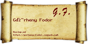 Görheny Fodor névjegykártya